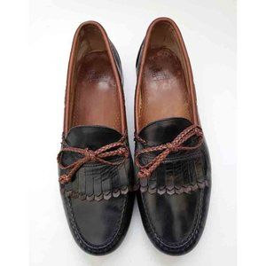 Allen Edmonds Kiltie Bow Loafers Shoes Black Brown Leather Men's Size 10.5D